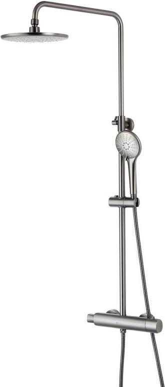 Душевая стойка Lemark Bronx LM3770GM c термостатом, регул.высота100,7-161,5 см, см-ль, верхний/ручной душ, шланг 150см, цв.графит, ZZ