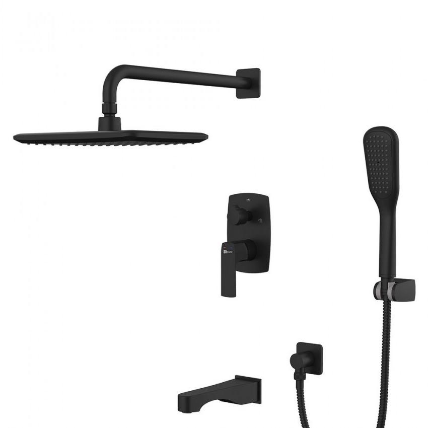 Смеситель для ванны и душа встраиваемый с дополнительной 1-функц. лейкой, черный ZZ