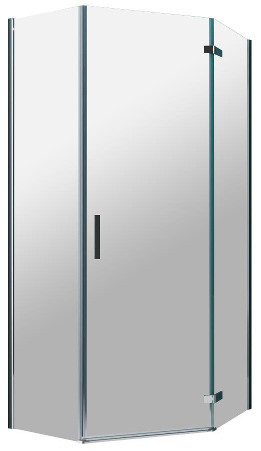 Душевой уголок 1000х1000хh1950мм, пятиугольн., дверь распашнная, петли справа, с 2 неподв. сегментами, (стекло прозрачное 6мм, фурн.цв.хром), Kraft ZZ