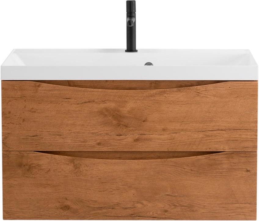 База под раковину подвесная с 2 выкатными ящиками, 800х450x530мм, (без раковины), (цв.Rovere Nature), Marino ZZ