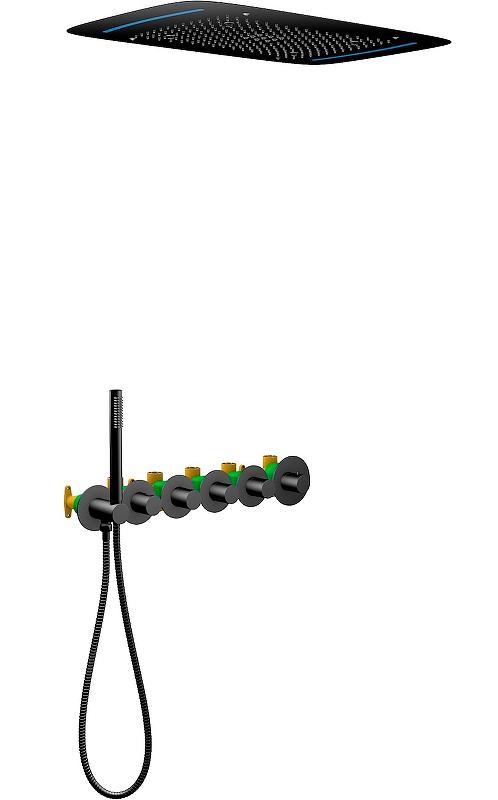 Душевой комплект Saona SX-2319/03SM, с термостатом, внутренняя часть в компл, цв. черный, ZZ