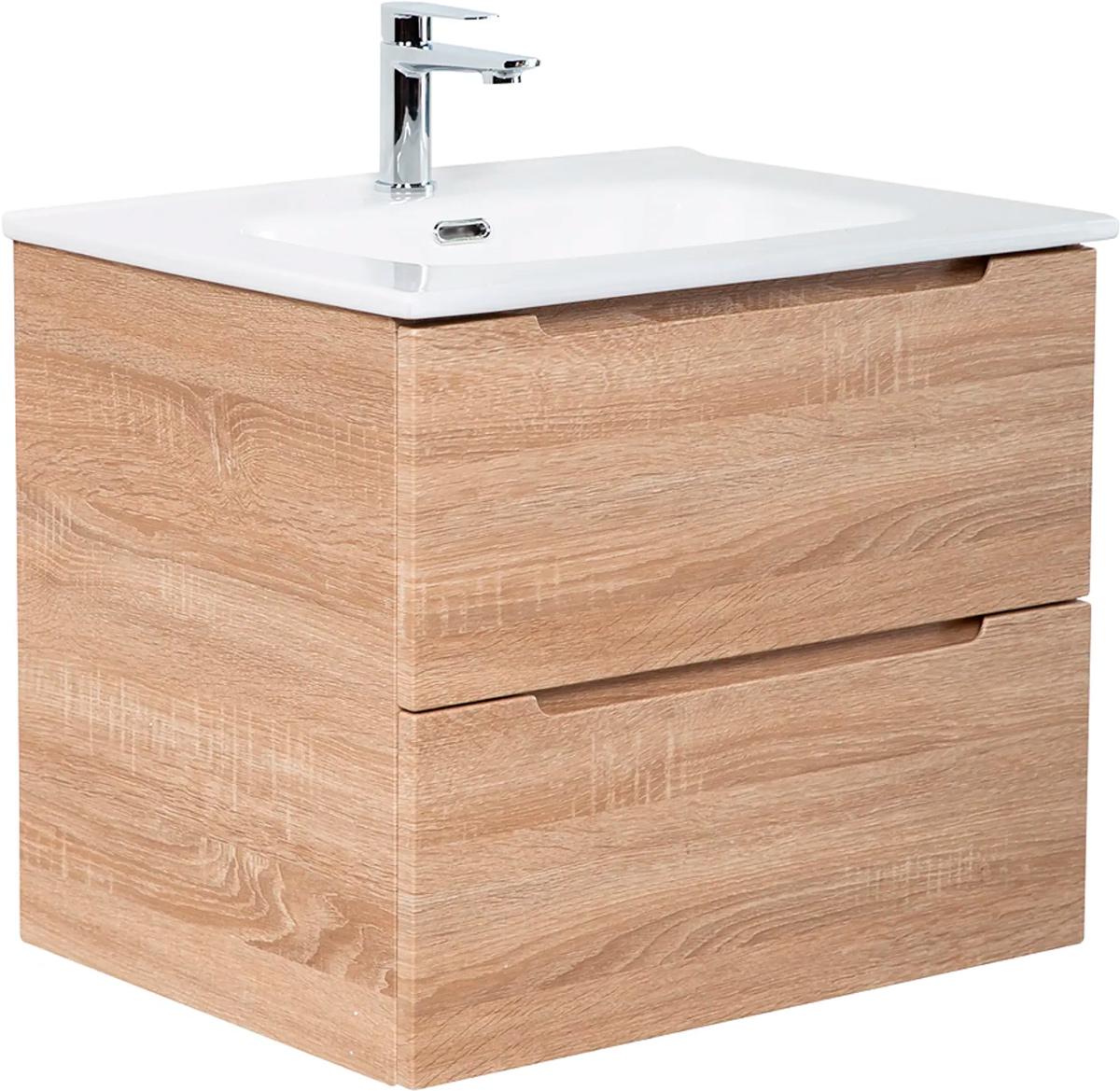 База под раковину подвесная с 2 выкатными ящиками, 596x465xh500мм, без раковины, (цв.Rovere Bianco), Etna ZZ