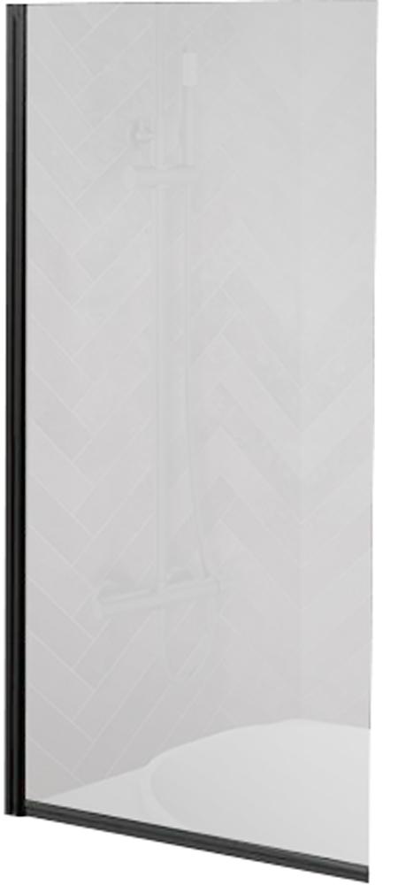 Шторка на ванну, распашная, 900хh1500мм, правая/левая, (стекло прозрачное 5мм, профиль цв.черный матовый), Uno ZZ