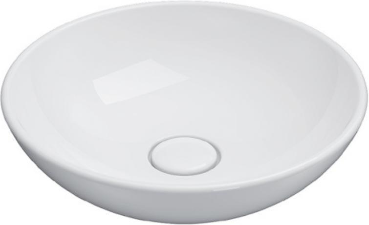 Раковина накладная на столешницу, круглая d400хh140мм, без отв.д/смесит., без перелива, керамическая пробка слива в компл., Free ZZ