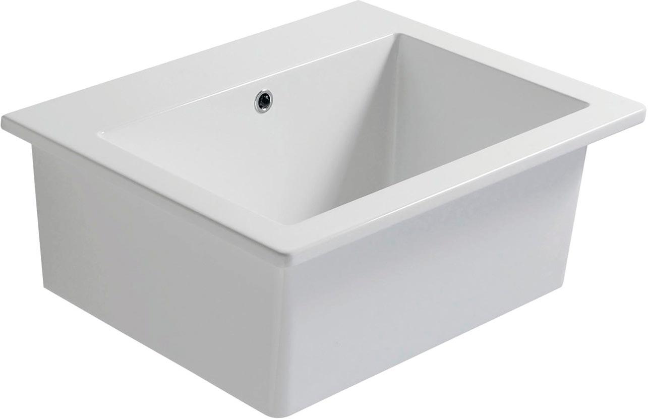 Раковина хозяйственная 60х55хh25см, без отв.д/смесителя, с переливом, крепеж в компл., Forty3 ZZ