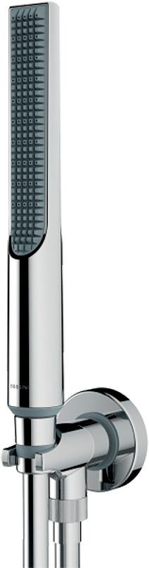 Душевой комплект (лейка Slim, шланг 1500мм, кронштейн совмещённый с шланговым подсоединением G 1/2), (цв. хром), Apice ZZ