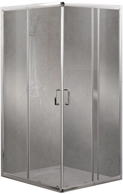 Душевой уголок 900(750-900)х900(750-900)хh1900мм, сдвижные двери, квадрат, (стекло прозрачн.5мм, фурн.цв.хром), Unique ZZ