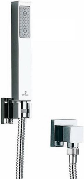 Душевой комплект (лейка, шланг 1500мм, кронштейн с выходом воды 1/2), (цв.хром), Cube ZZ