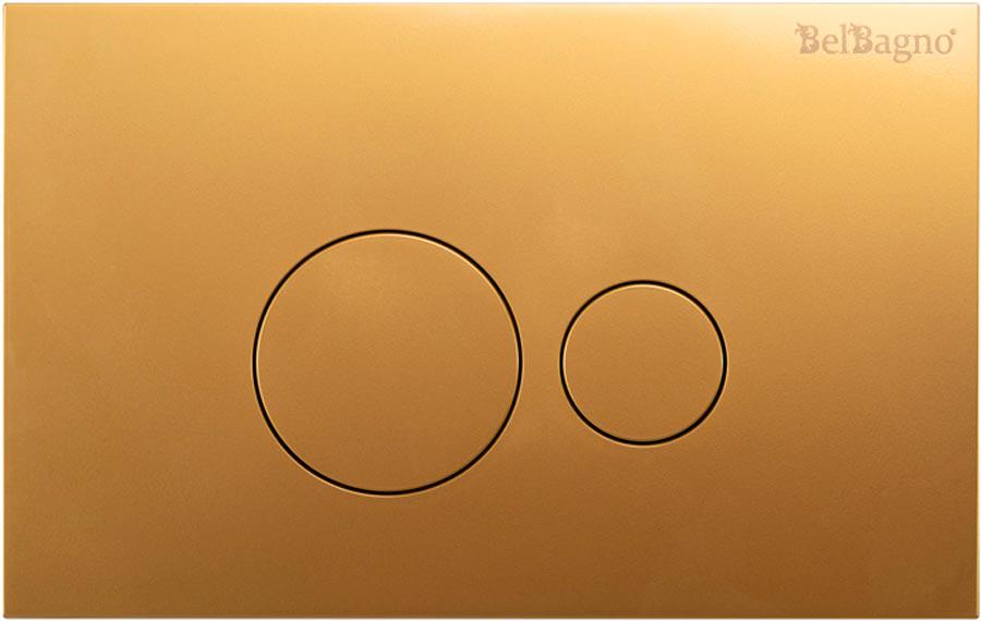 Кнопка двойного смыва для инсталляции подвесного унитаза, (цв.золото матовое), BelBagno ZZ