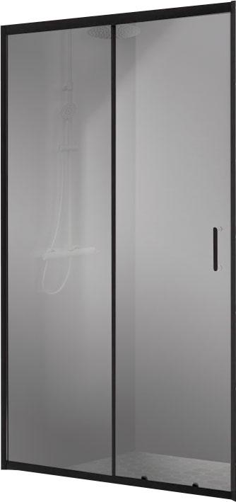 Дверь для душа, в нишу 140хh195 см, раздвижная, 1 дверь, 1 неподв.секция, правая/левая, (стекло прозрачн.5мм, фурн.цв.черный матовый), Uno ZZ