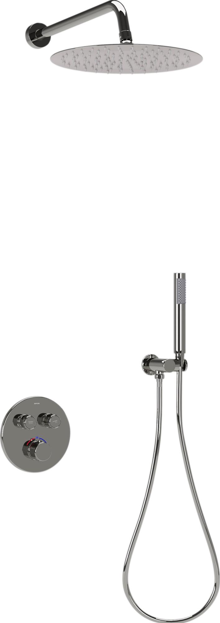 Душевой комплект Link встраиваемый, c термостатическим смесителем, верхним, ручным душем и шлангом в комплекте цвет хром ZZ