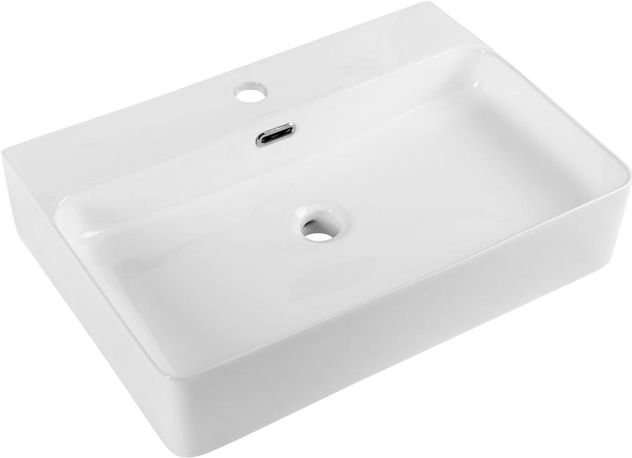 Раковина накладная на столешницу, прямоуг. 600х420хh140мм, с отв.д/смесит., с переливом, BelBagno ZZ