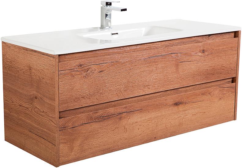 База под раковину подвесная с двумя выкатными ящиками, 1210х460хh515мм, без раковины, (цв.Rovere Tabacco), Kraft ZZ