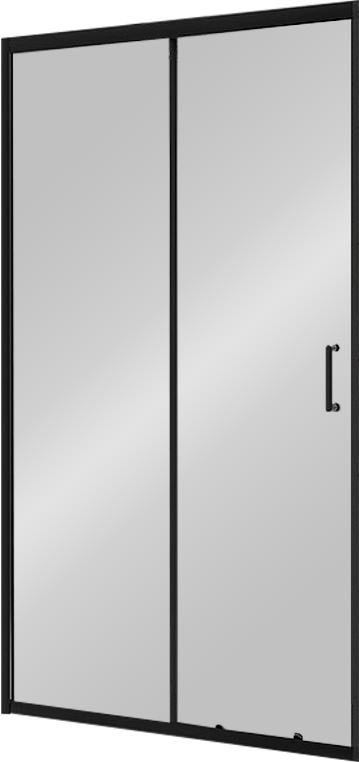 Дверь для душа, в нишу 1300хh1950мм, раздвижная, 1 дверь, 1 неподв.секция, правая/левая, (стекло прозрачн.5/4мм, фурн.цв.черный мат.), Uno ZZ