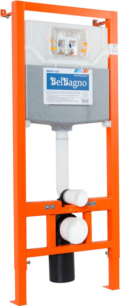 Инсталляция для подвесн. унитаза,1150х500х120мм, со смывным бачком скрытого монтажа, фронт.управл., крепёж в компл, без кнопки смыва, BelBagno 120 ZZ