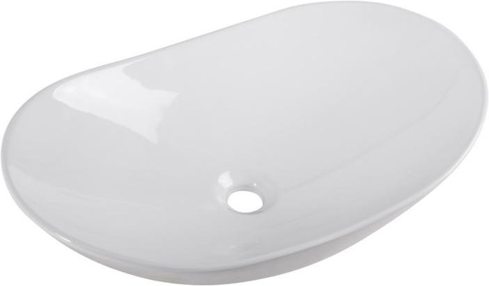 Раковина накладная керамическая, овальная 605x370xh150мм, без отверстия для смесителя, без перелива, (цв.белый), BelBagno ZZ