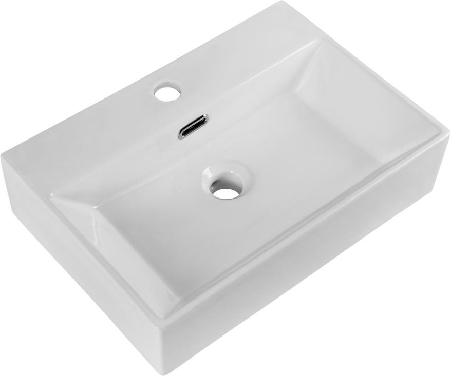 Раковина накладная керамическая, прямоугольная 510х360хh130мм, с отверстием для смесителя, с переливом, (цв.белый), BelBagno ZZ