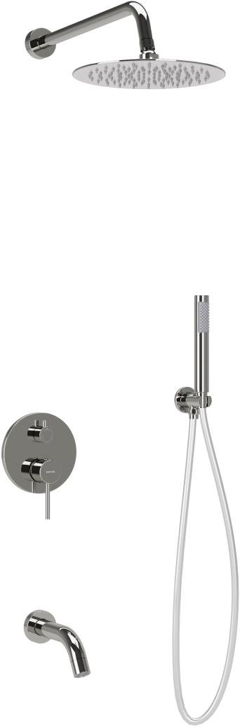 Душевой комплект Select встраиваемый для ванны/душа, с внут. частью, верхним, ручным душем, изливом и шлангом в комплекте, хром ZZ