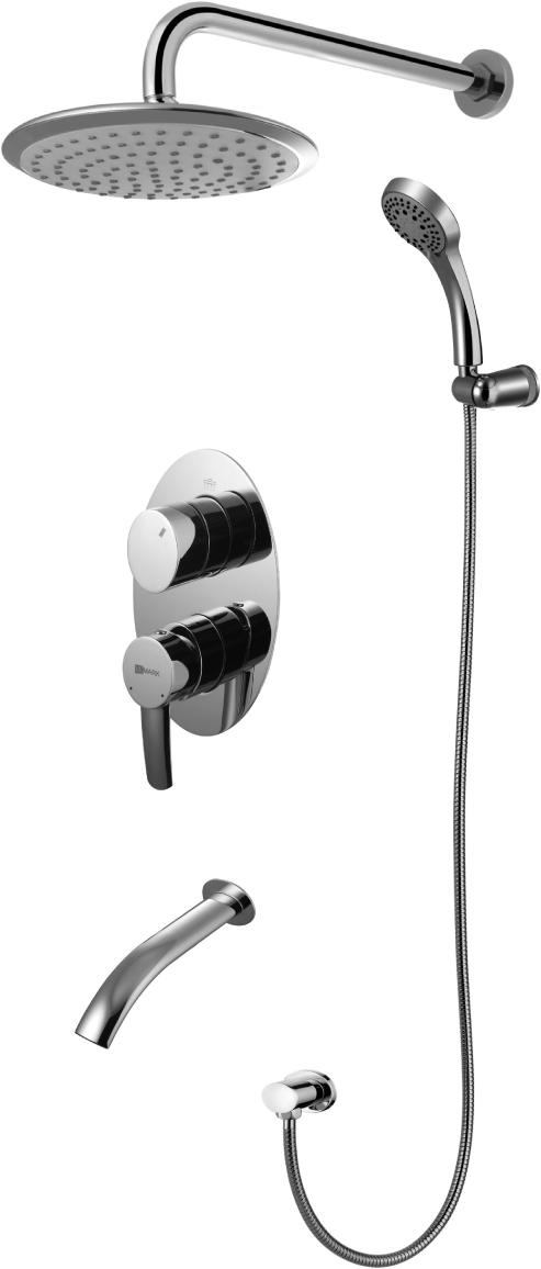 Душевой комплект встраиваемый Atlantiss LM3222C С ВНУТРЕННЕЙ ЧАСТЬЮ в компл., см-ль, верхний / ручной душ, цв. хром, ZZ