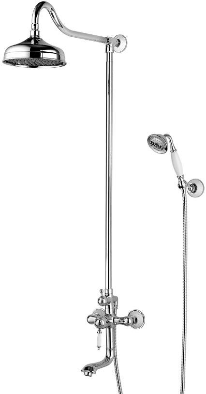 Смеситель для ванны и душа Villa, аксессуары в компл. (излив, верхний / ручной душ), цв.хром ZZ