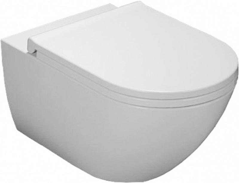 Унитаз подвесной, укороченный 35х48см, безободковый rimless, крепёж в компл, (без сиденья), (цв.Gloss White), Enjoy ZZ