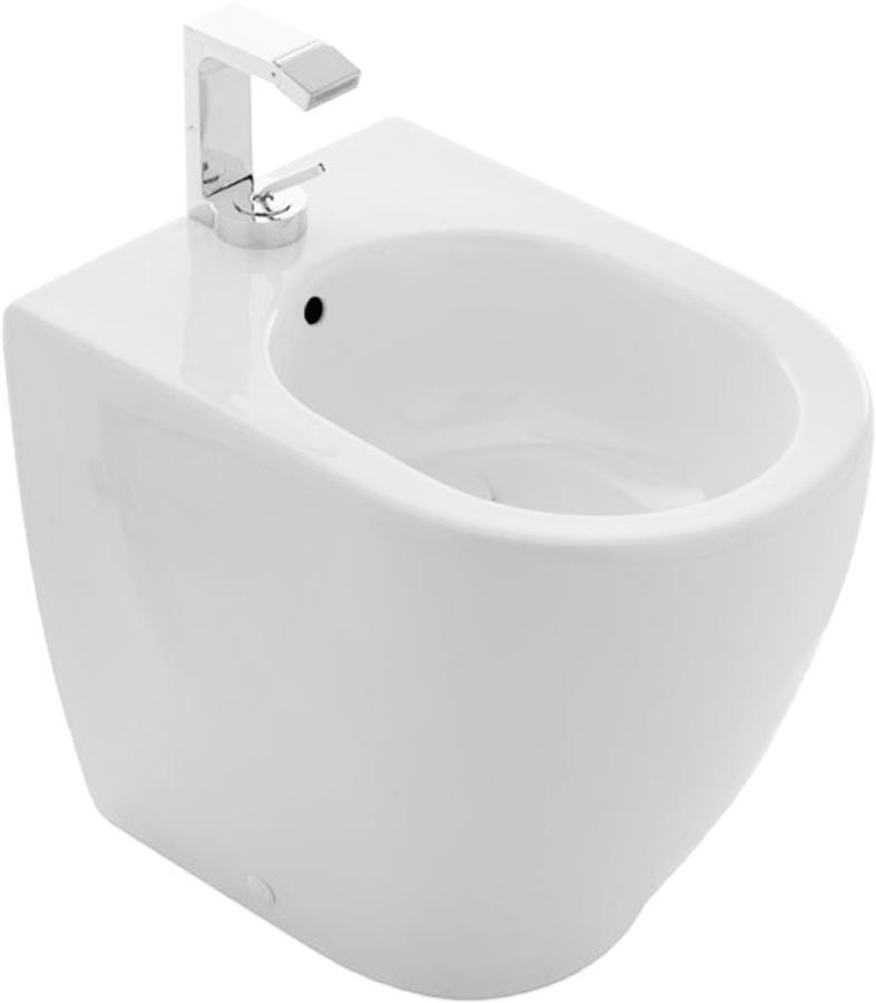 Биде напольное, укороченное 34х48см, с 1 отв.д/смесит., хром. заглушка перелива, крепёж в компл., Smile ZZ