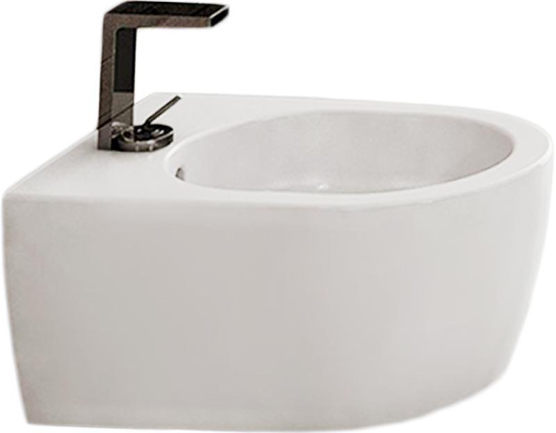 Биде подвесное, укороченное 34х48см, с 1 отв.д/смесит., хром. заглушка перелива, крепёж в компл., Smile ZZ