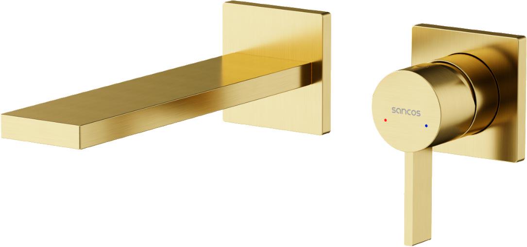 Смеситель для раковины Linn c внутренней частью, брашированное золото, PVD покрытие ZZ