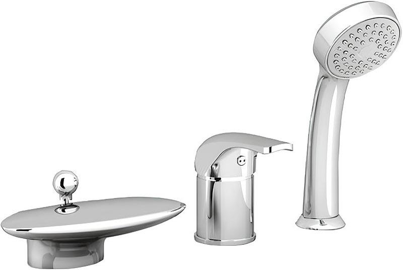 Смеситель врезной каскадный на борт ванны RS 025.00, на три отверстия, цв. хром, ZZ