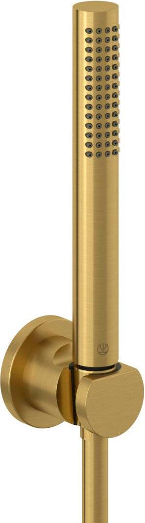 Душевой гарнитур, (душевой шланг/душевая лейка/настенный держатель), цв.брашированное золото ZZ