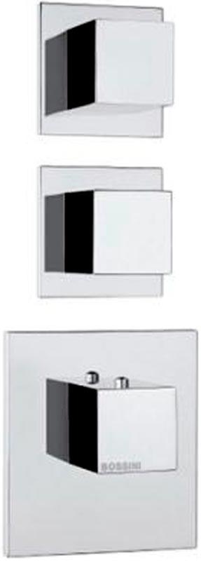 Смеситель термостат д/д, встр.в стену, на 2 потребителя, (внешняя часть, БЕЗ внутрен.части арт.Z030201000), (цв.хром), Cube ZZ