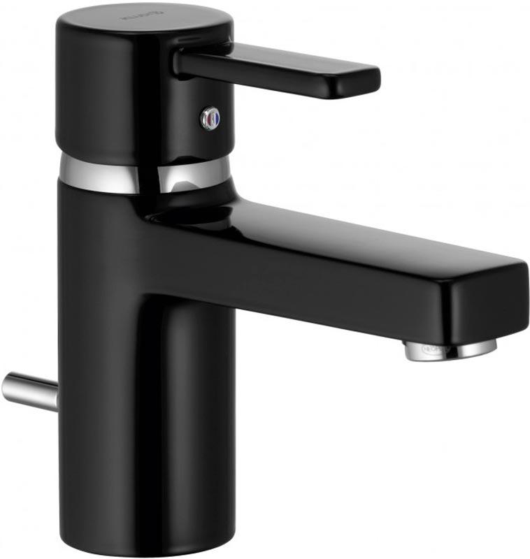 Смеситель для раковины, однорычажный, с дон. клап., гибк.подвод., черный-хром XX