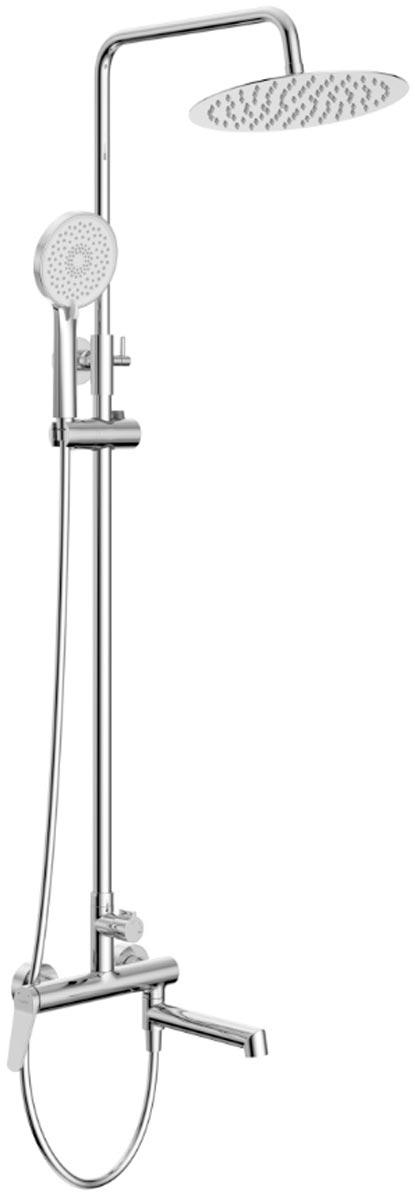 Смеситель для ванны(душа), со стационарным верхн.душем d25см., душевая лейка, шланг в компл., (цв.хром), Unique ZZ
