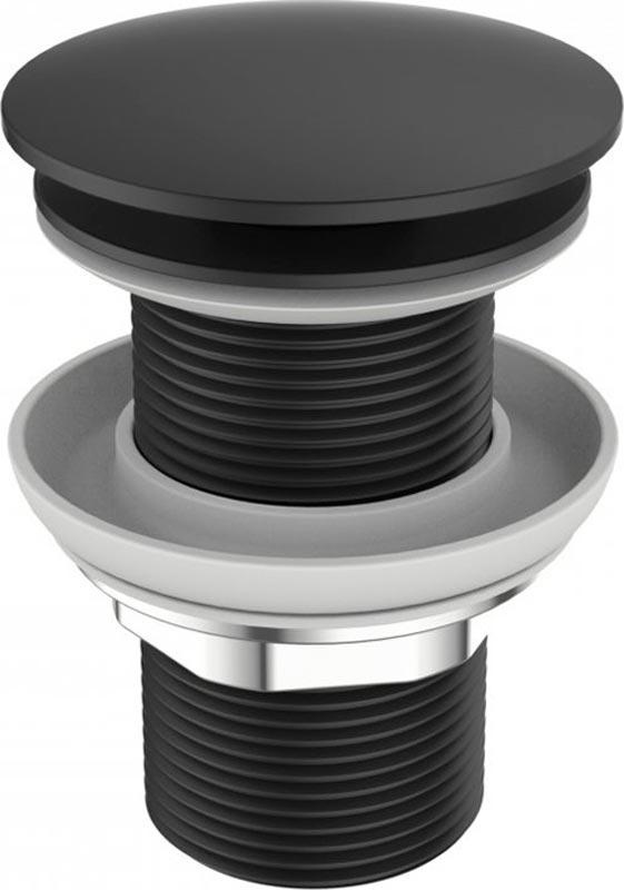 Донный клапан для сливного отверстия раковин без перелива, нажимной Clic-Clac, G 1 1/4, (цв.черный матовый), Belbagno ZZ