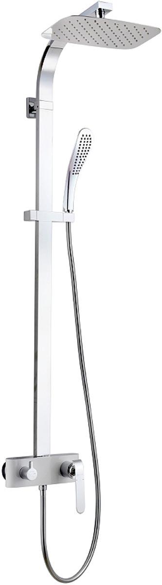 Смеситель для душа, верхний душ не регулируется по высоте, ручной душ, шланг, цв. хром / белый, ZZ