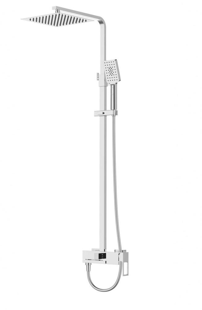 Смеситель для душа, со стационарным верхн.душем 25х25см., душевая лейка, шланг в компл., (цв.хром), Luce ZZ