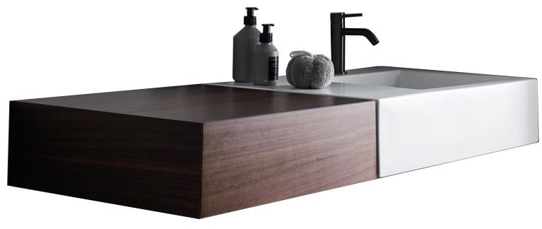 Раковина прямоуг. 76х50хh16,5см, Правая (чаша справа), (слева отверст.д/крепл.ящика), с 1 отв.д/смес, без перелива и пробки слива, (цв.Gloss White), M