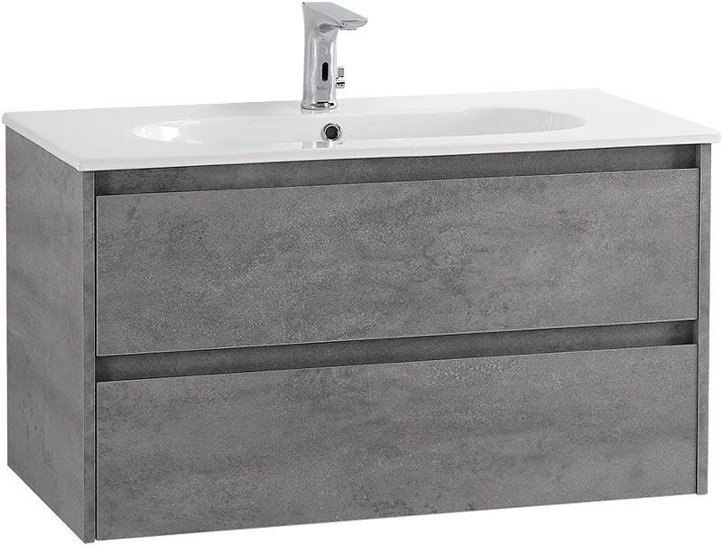 База под раковину подвесная с двумя выкатными ящиками, 1010х460хh515мм, без раковины, (цв.Cemento Grigio), Kraft ZZ