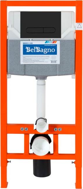 Инстал.д/подвесн. унитаза,1090х500х105мм, со смывным бачком скрытого монтажа, фронт.управл, крепёж, кнопка смыва BB007-PR-NERO.M в компл,BelBagno80ZZ