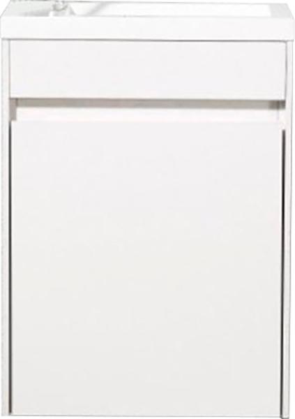 База под раковину подвесная с 1 дверкой, петли слева, 394х216xh520мм, без раковины, (цв.Bianco Lucido), Pietra Mini ZZ