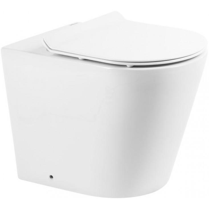 Унитаз напольный, 580x360x430мм, пристенный, безободковый, монтаж со скрытым в стене бачком, без сидения, Flay-R ZZ