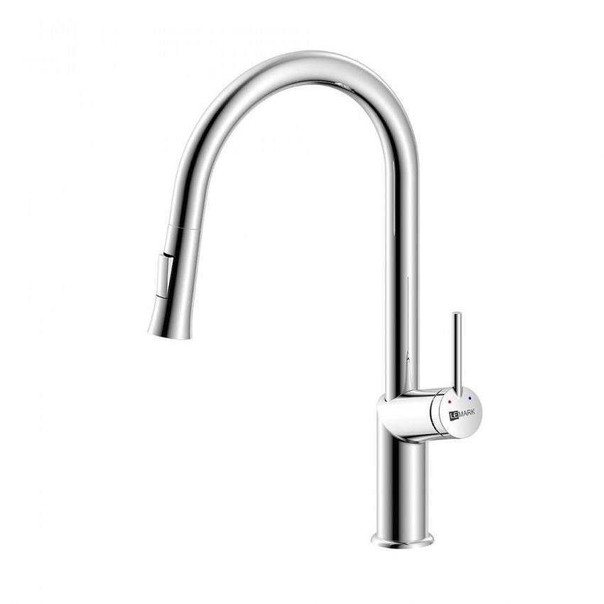 Смеситель для кухни LM3850C Lemark Minima, выдвижной излив, цв. хром, глянец, ZZ