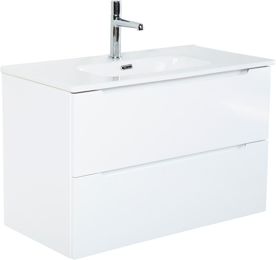 База под раковину подвесная с 2 выкатными ящиками, 81х39хh51,5см, без раковины, (цв.Bianco Lucido), Etna 39 ZZ