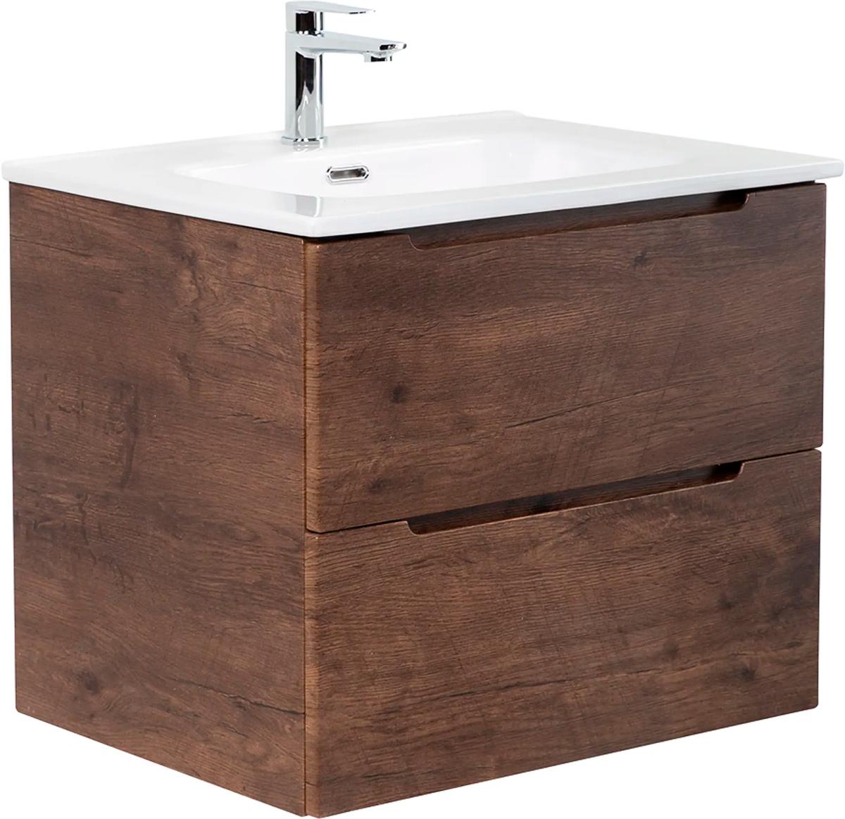 База под раковину подвесная с 2 выкатными ящиками, 710х460х515мм, (без раковины), (цв.Rovere Moro), Etna ZZ