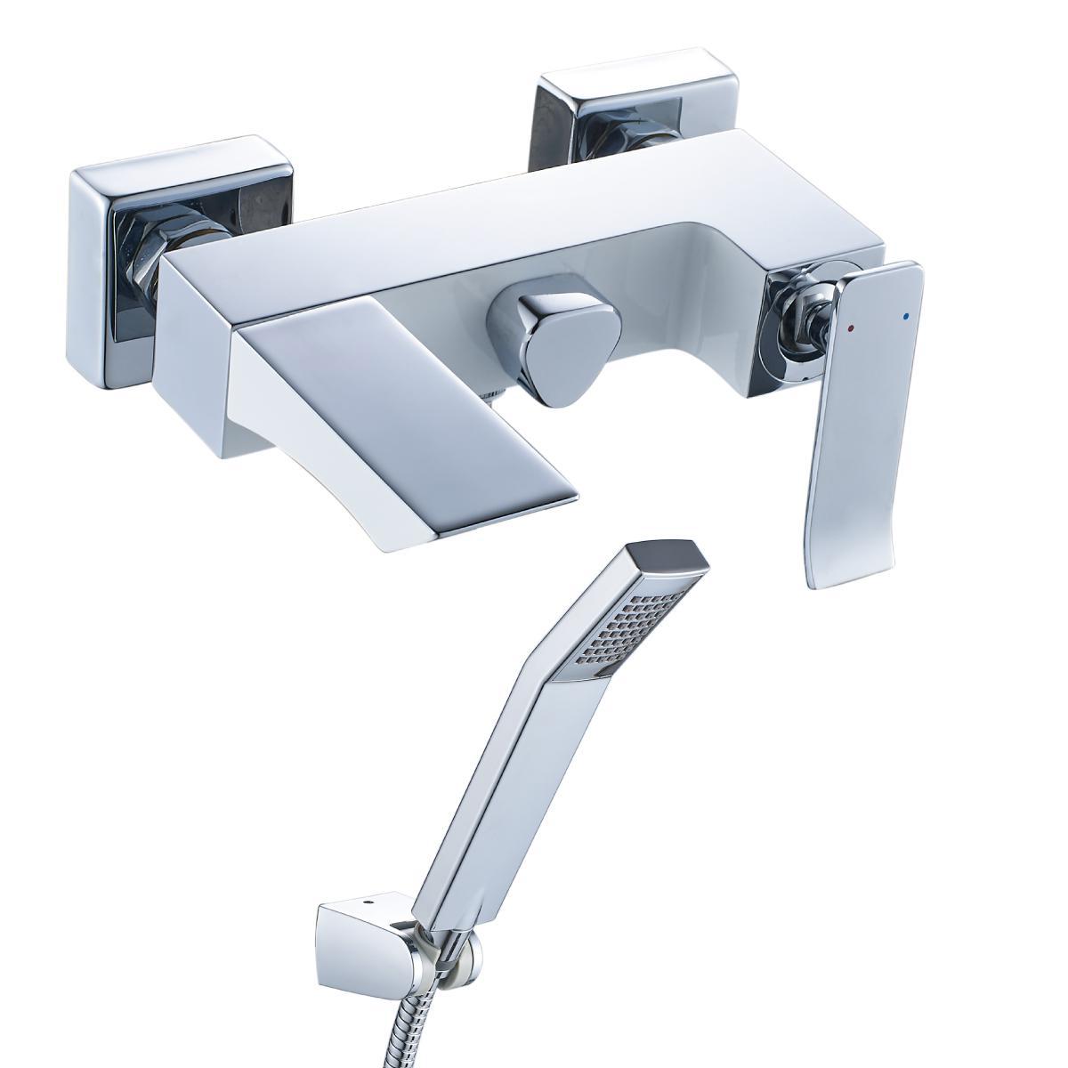 Смеситель для ванны и душа Contest, шланг1,5 м, настенное поворотное крепление, ручная лейка, цв. хром, ZZ