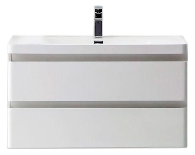 База под раковину 800х480хh500мм, подвесная с двумя выкатными ящиками, с доводчиками (цв. Bianco Lucido), Energia-N ZZ