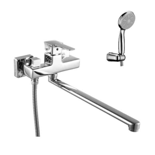 Смеситель для ванны и душа LM3617C с плоск. изливом 350мм, боковой дивертор с керамическими пластинами ZZ