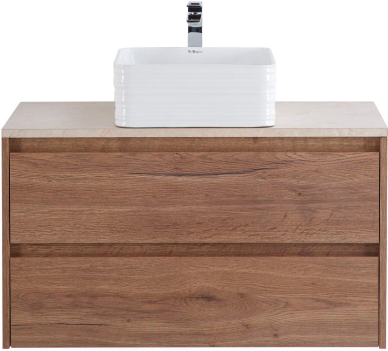 База под раковину подвесная с двумя выкатными ящиками, 810х460х515мм, без раковины, (цв.Rovere Tabacco), Kraft ZZ