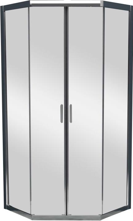 Душевой уголок 900х900хh1950мм, 5-ти угольный, 2 распашные двери с 2 неподвижными сегментами, (стекло прозр.5мм, фурнит. цв.хром), Uno-195 ZZ