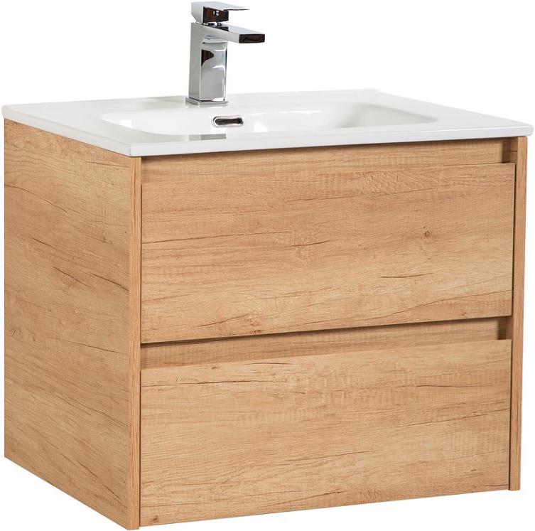База под раковину подвесная с двумя выкатными ящиками, 610х460х515мм, без раковины, (цв.Rovere Nebrasca Nature), Kraft ZZ